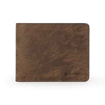 NAVIGARE Top Grain Cow Leather Wallet Money Clip Card Holder Men's Coffee