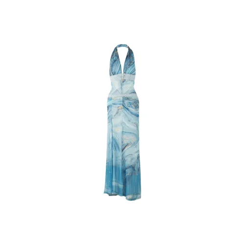 JYOSEI Slip Dresses Women's Aqua Blue Print