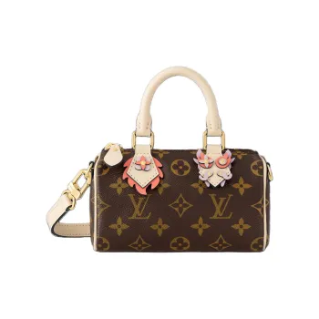 LOUIS VUITTON NANO SPEEDY Coated Canvas With Leather Handbag Shoulder Bag Crossbody Bag Extra Mini Women's Brown