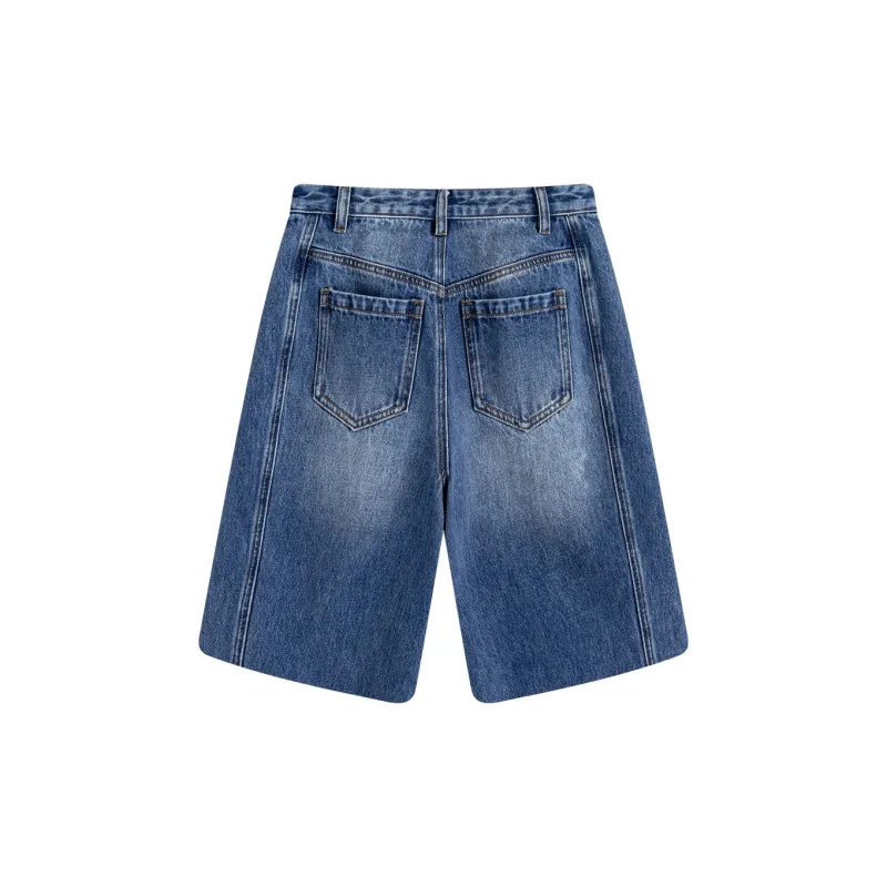 Famanxuan Denim Shorts Women's Denim Blue-1