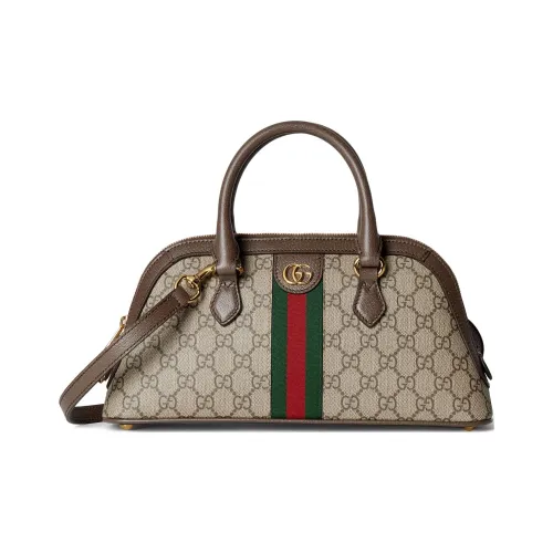 GUCCI Canvas With Leather Binding Canvas Bag Shoulder Bag Crossbody Bag Handbag Small Size Women's Beige & Ebony