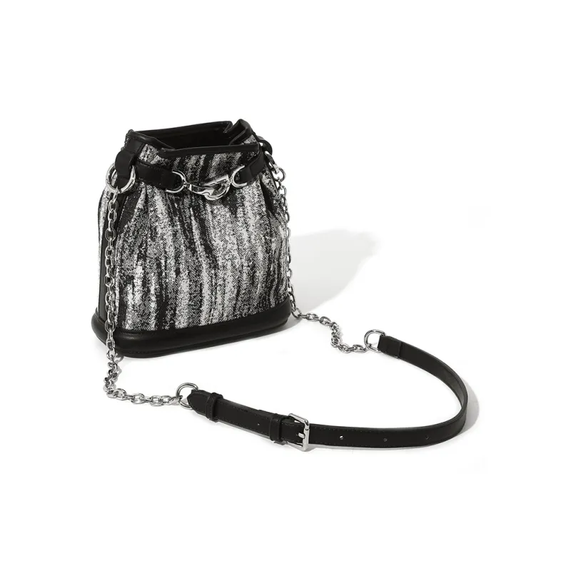 MASTER CANVAS Fabric Bucket Bags Shoulder Bag Crossbody Bag Medium Size Women's Black-3