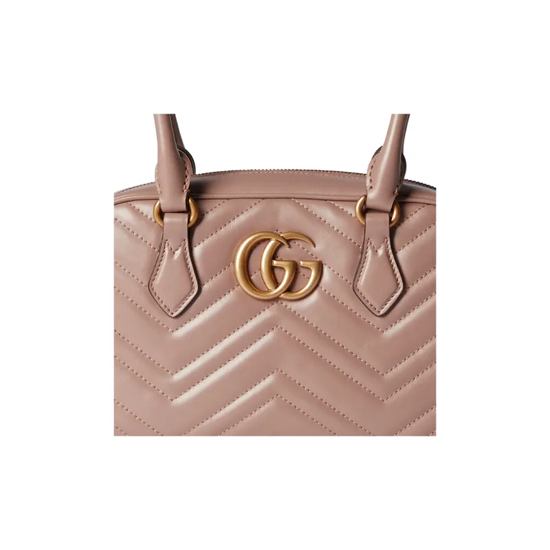 GUCCI GG Marmont Leather One Shoulder Handbags Small Size Women's Gray Pink-6