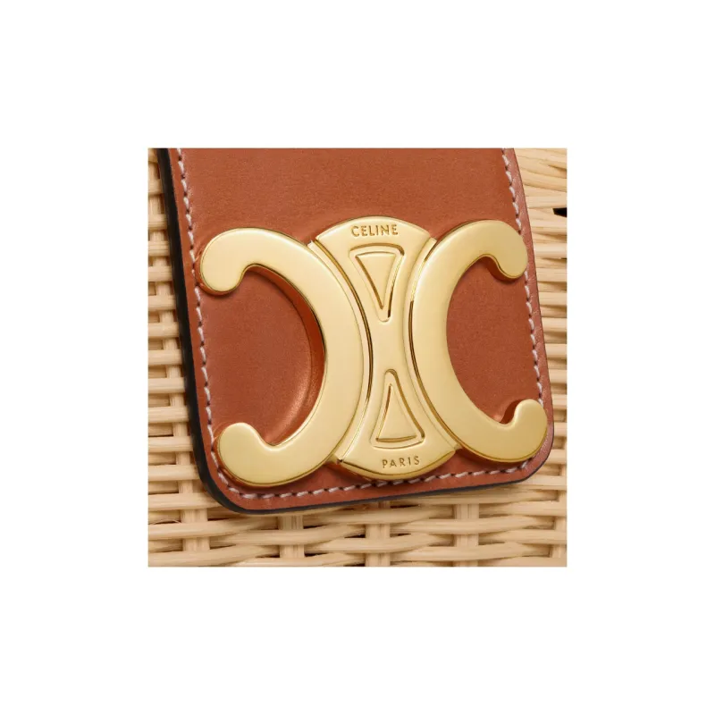 CELINE Plant Material With Natural Cow Leather Shoulder Bag, Crossbody Bag, Handbag Women's Natural & Tan-3