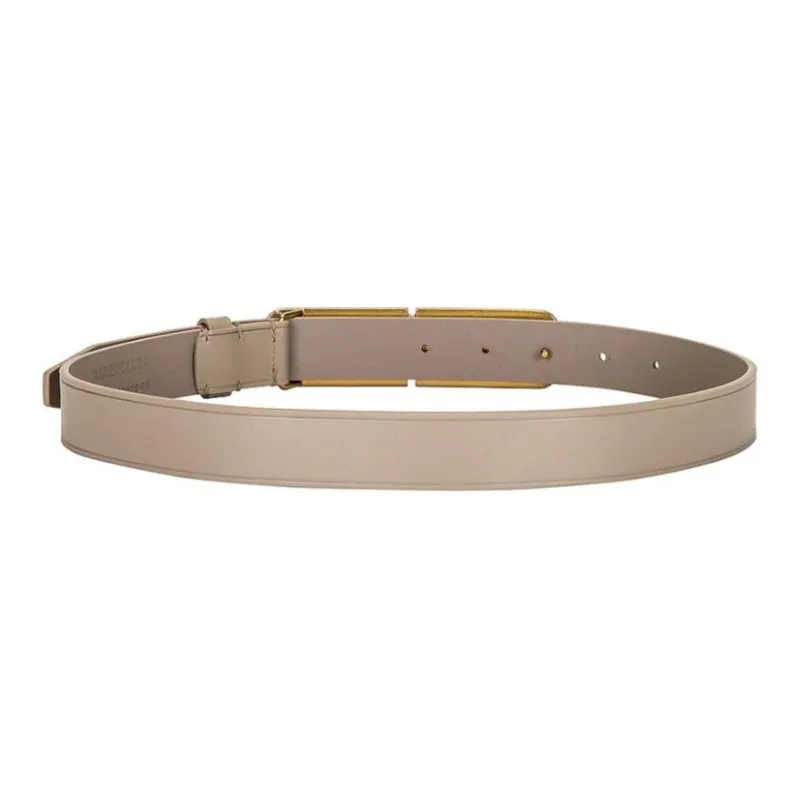 Balenciaga Logo Buckle Smooth Buckle Leather Belts Women's Brown 3CM-1