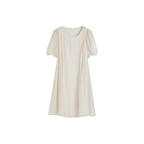 Hang Yi Court Short-Sleeved Dresses Women's Off White