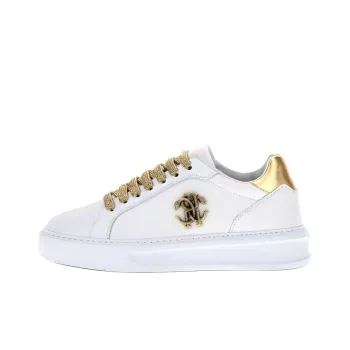 Roberto Cavalli Monogram RC Low-Top Skateboard Shoes Women's White Gold