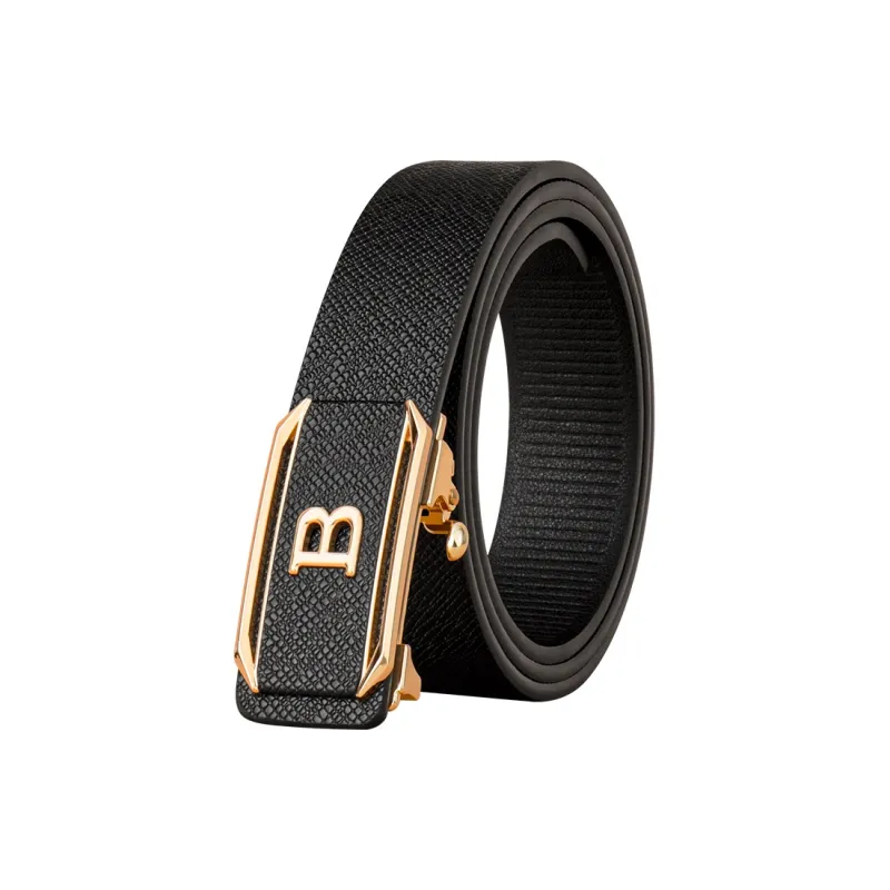 LUCKY LION Automatic Buckle With Inner Straps Split Cow Leather Belts Men's 3.5cm-2