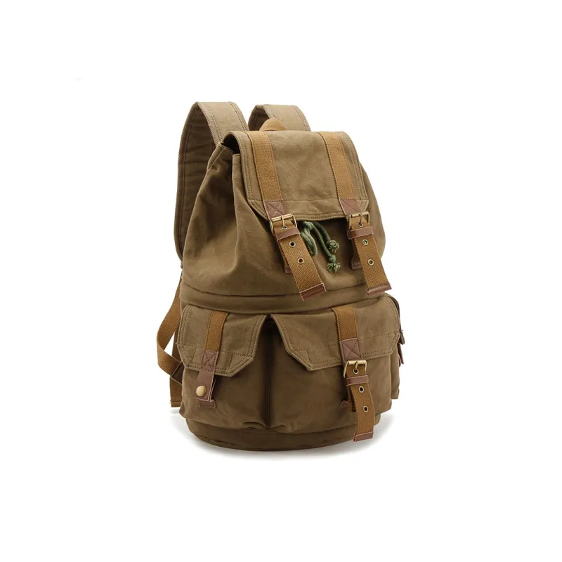TTaG．baG Canvas Backpack Unisex Khaki/Army Green-6