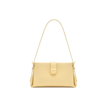 MUVA Cow Leather Soft Leather French Shoulder Bag Women's Shoulder Bag Medium Size Women's Cream Yellow/Milkshake White