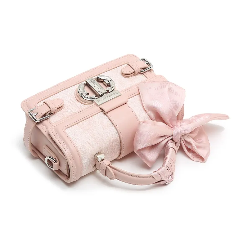 Carit&Koty Polyurethane, Synthetic Leather Crossbody Handbag Regular Women's Pink/Gray-3