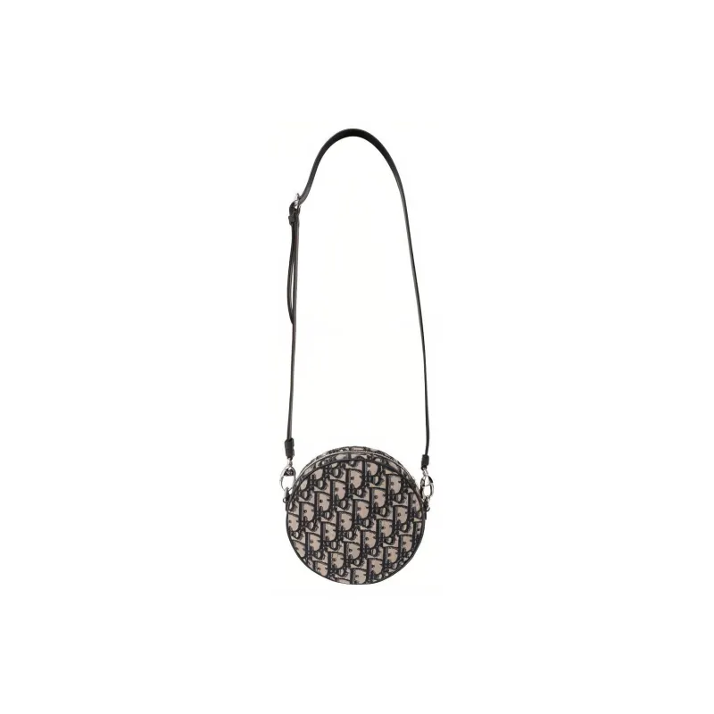 DIOR Canvas With Calfskin Canvas Bag, Round Bag, Crossbody Bag, Shoulder Bag Women's Denim Blue-4