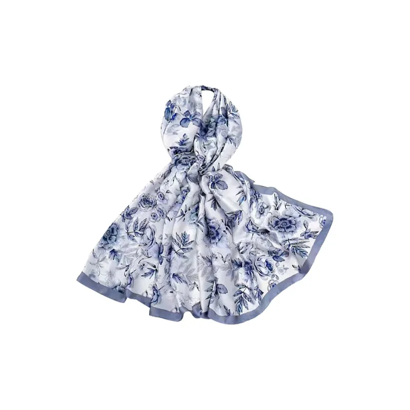 Eucalyptus Ornamentation Silk Scarves Women's-1