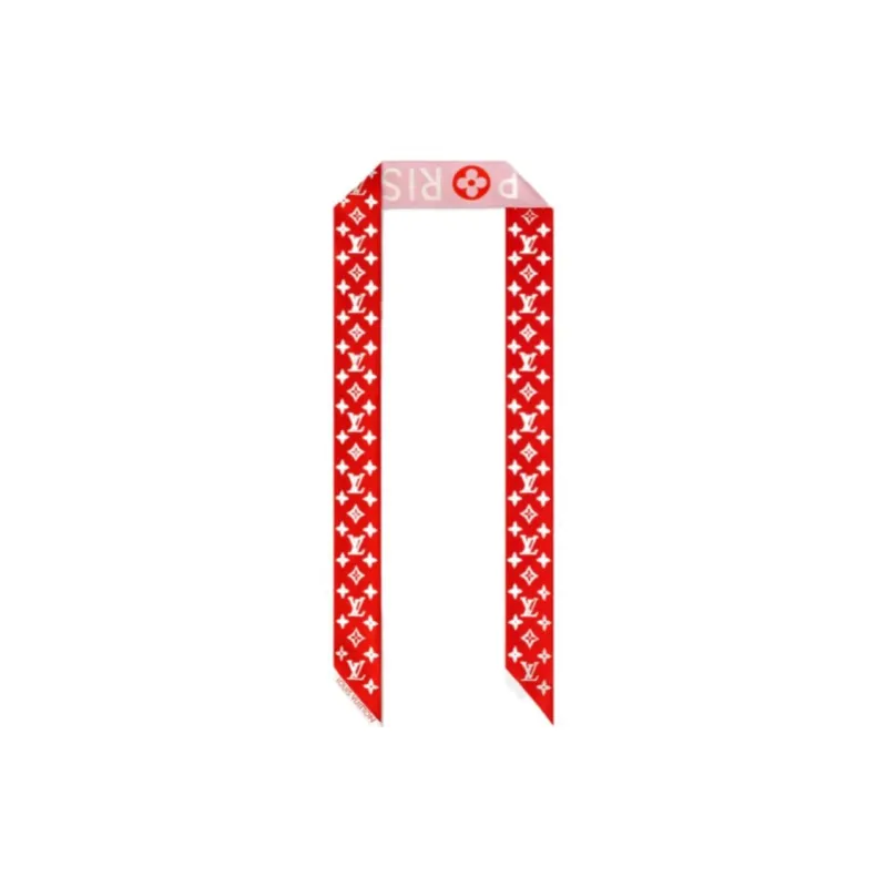 LOUIS VUITTON Silk Silk Scarves Women's Red-0