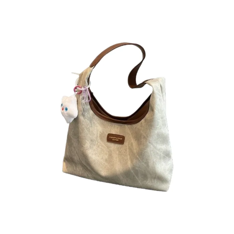Ji Reminiscence PU Tote Bag Shopping Bag Shoulder Bag Women's Black Coffee-Brown/Ecru/Vintage Blue-4