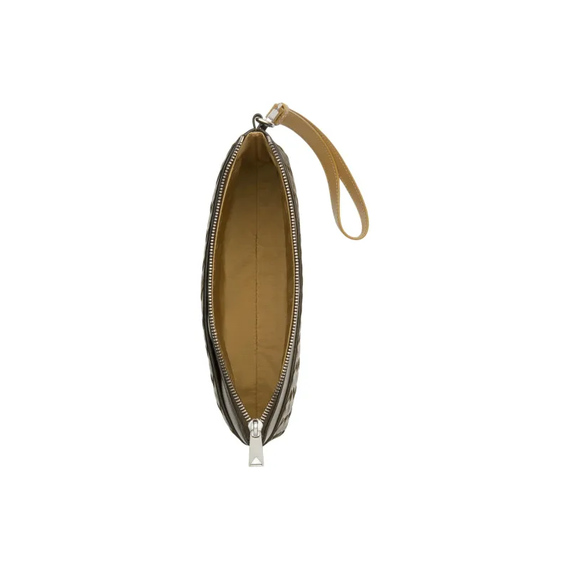 Bottega Veneta Calfskin Clutch Men's Khaki & Deep Praline-3