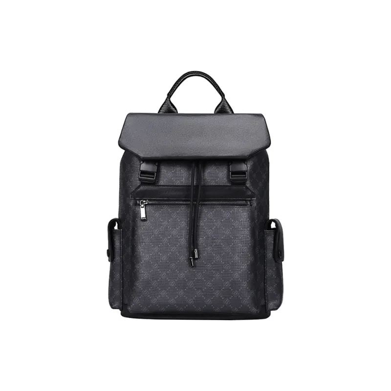 PESASRIE PVC Bonded Cow Leather Backpack Regular Men's Black-0
