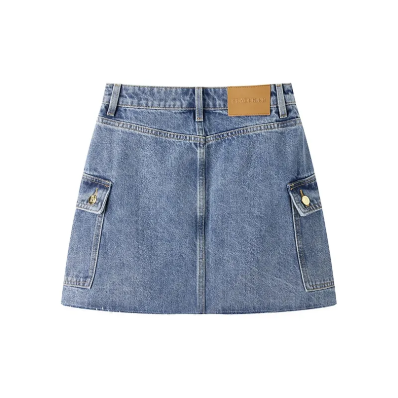 PEACEBIRD Denim Short Skirts Women's Denim Blue-1