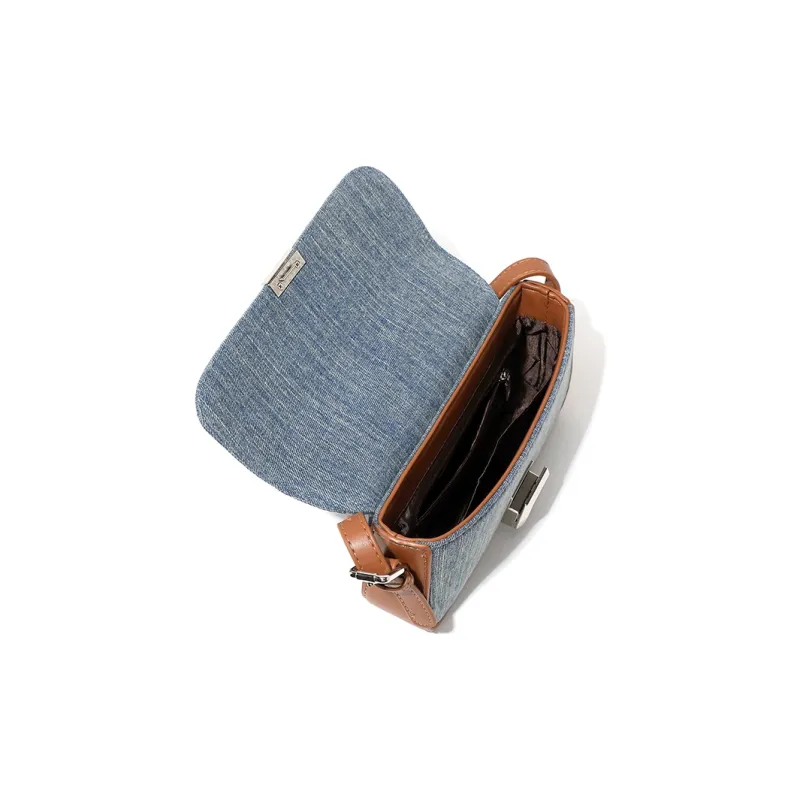 MASTER CANVAS Fabric Shoulder Bag Crossbody Bag Small Square Bag Medium Size Women's Denim Blue-5