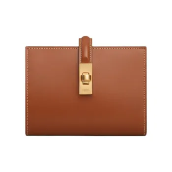 CELINE Shiny Calfskin Wallet Women's Brown