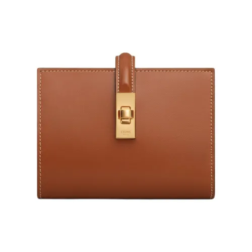 CELINE Shiny Calfskin Wallet Women's Brown