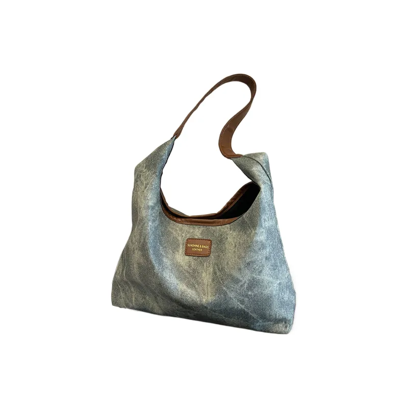 Ji Reminiscence PU Tote Bag Shopping Bag Shoulder Bag Women's Black Coffee-Brown/Ecru/Vintage Blue-6
