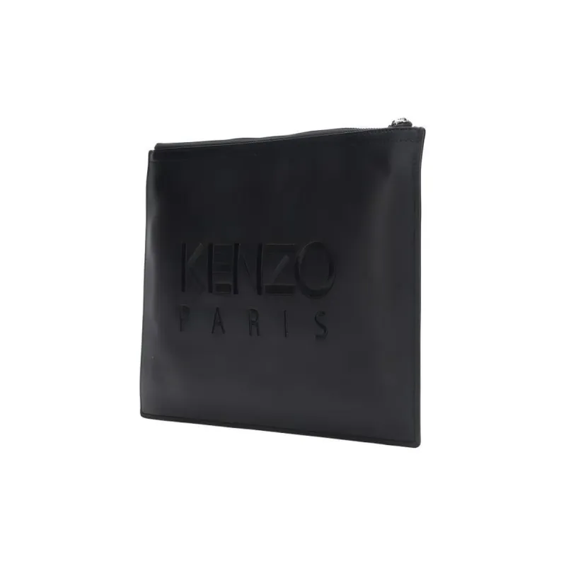 KENZO Cow Leather Handbag Clutches Men's Black-2