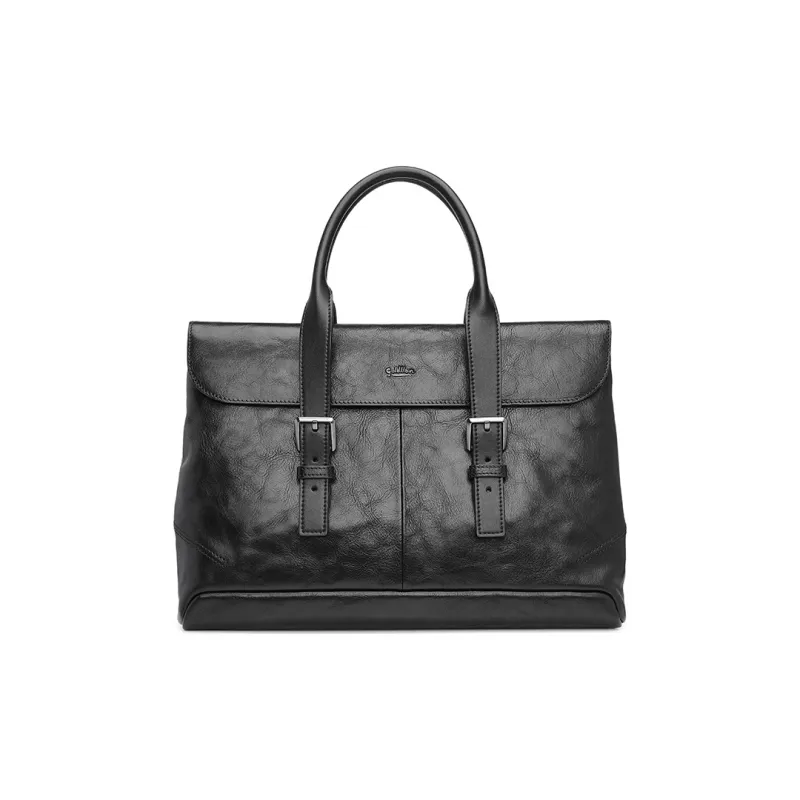 GOLDLION Cow Leather, Top Grain Genuine Leather Briefcase, Business Handbag Men's Black-1