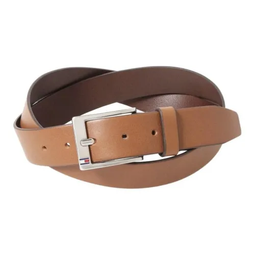 Tommy Hilfiger Solid Color Design Pin Buckle - Leather Belts Men's Brown