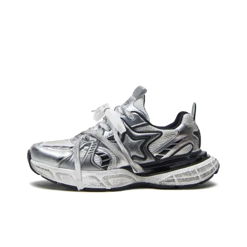 IG+GI Chunky Sneakers Men Low-Top Silver