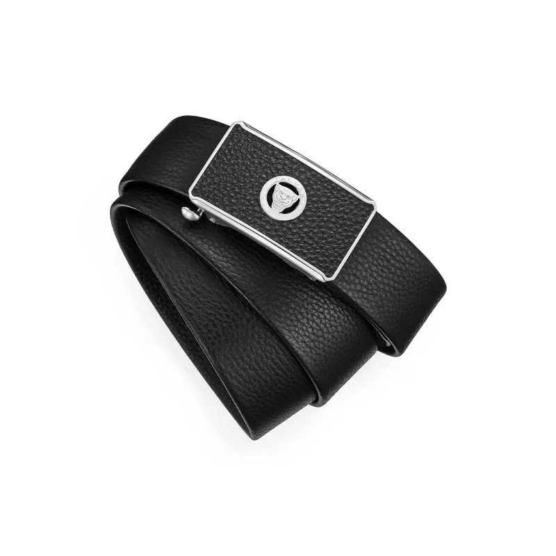 JAGUAR Trendy Men's Fashion Design Automatic Buckle Cow Leather Leather Belts Men's Black Width 3.4cm-1