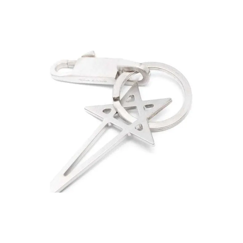 RICK OWENS Pentagram Brushed-finish Keyring-2