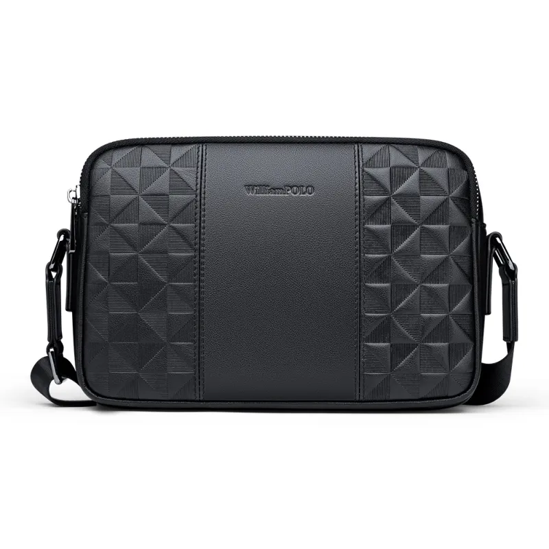WilliamPOLO Cow Leather Shoulder Bag Men's Black-4