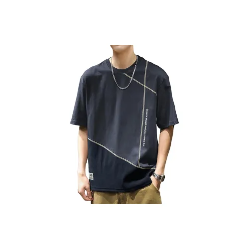 Tonlion T-Shirts Men Mellow Blue