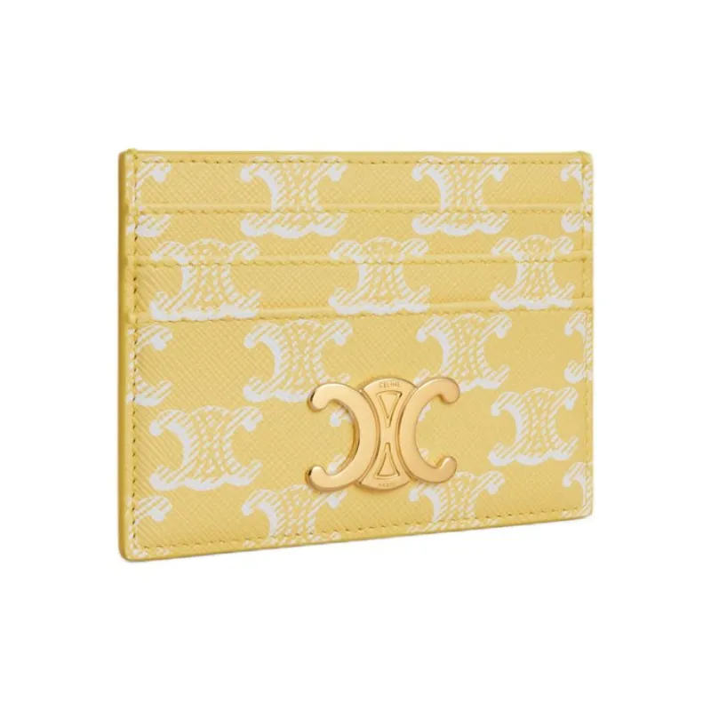 CELINE Triomphe Canvas Card Holder Women's Bright Yellow-1