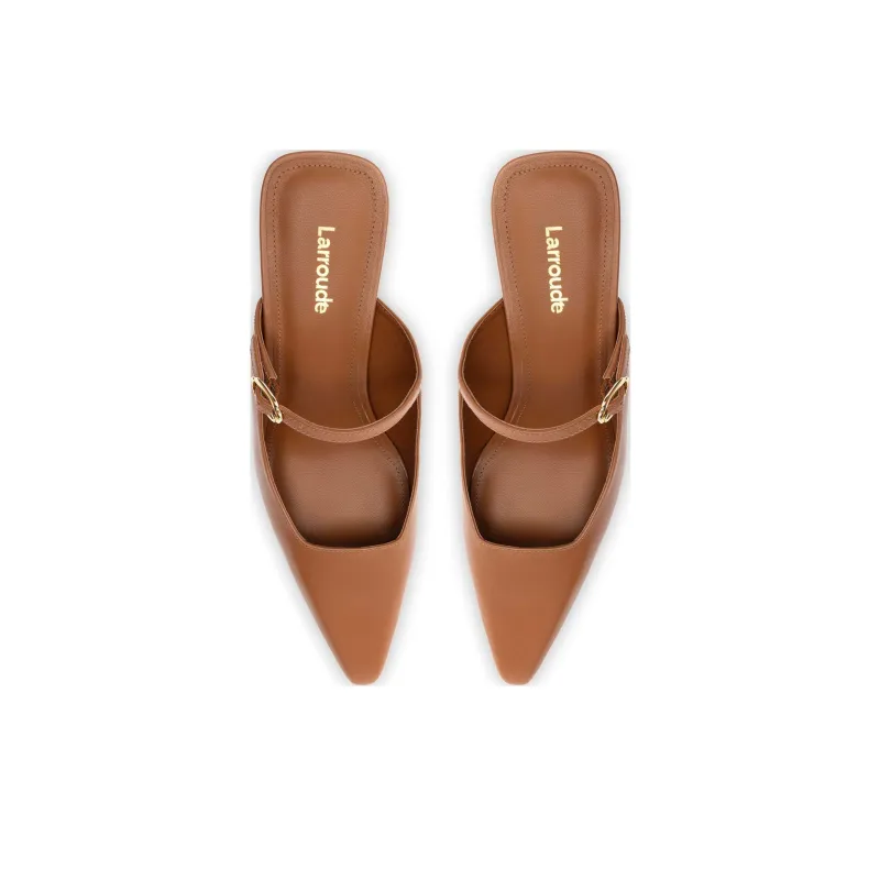 Larroude Closed Toe Slippers 6.4cm Women's Brown-4