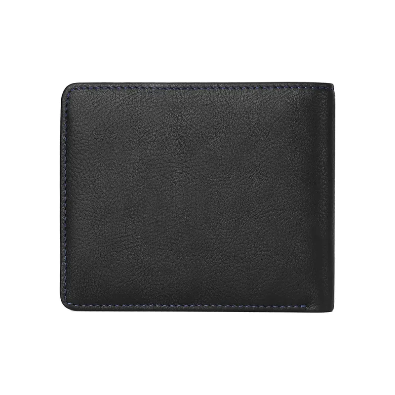 NAVIGARE Top Grain Cow Leather Wallet Money Clip Card Holder Unisex Black-1