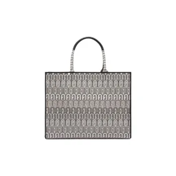 Furla Opportunity Jacquard Fabric Tote Bag, Shopping Bag, Handbag Large Size Women's Gray