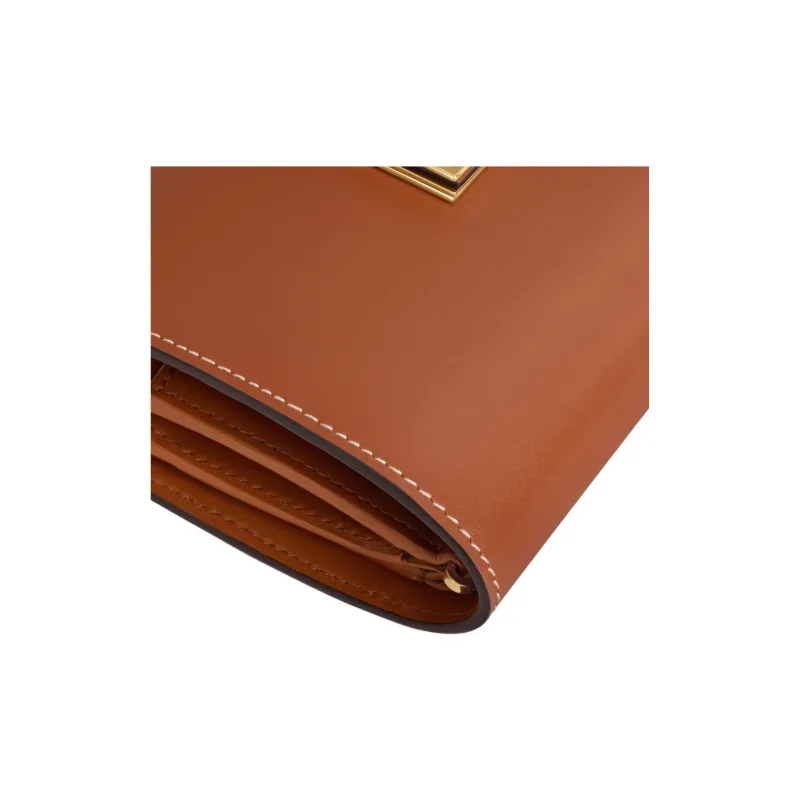 CELINE Shiny Calfskin Wallet Women's Brown-5
