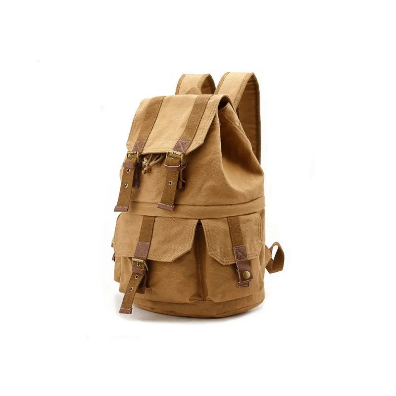 TTaG．baG Canvas Backpack Unisex Khaki/Army Green-0