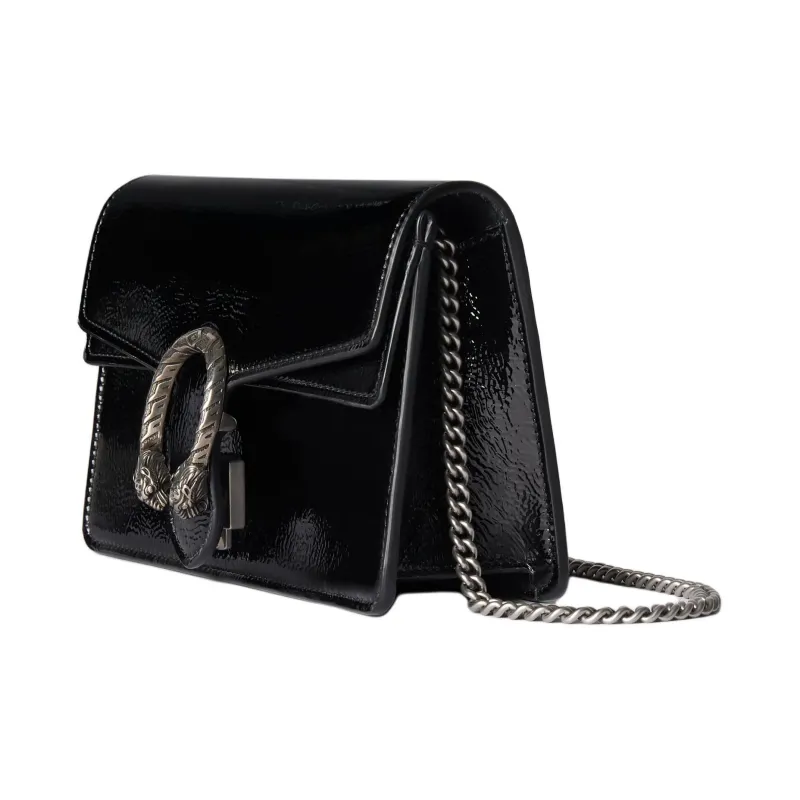 GUCCI Dionysus Patent Leather Crossbody Bag Shoulder Bag Extra Mini Women's Black-1