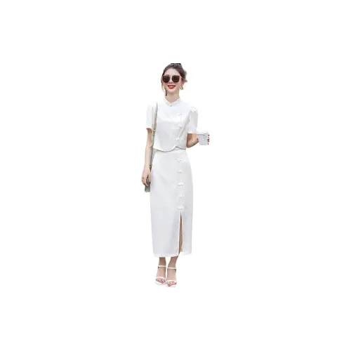 Pure Shimane Two Piece Skirt Sets Women's Off White