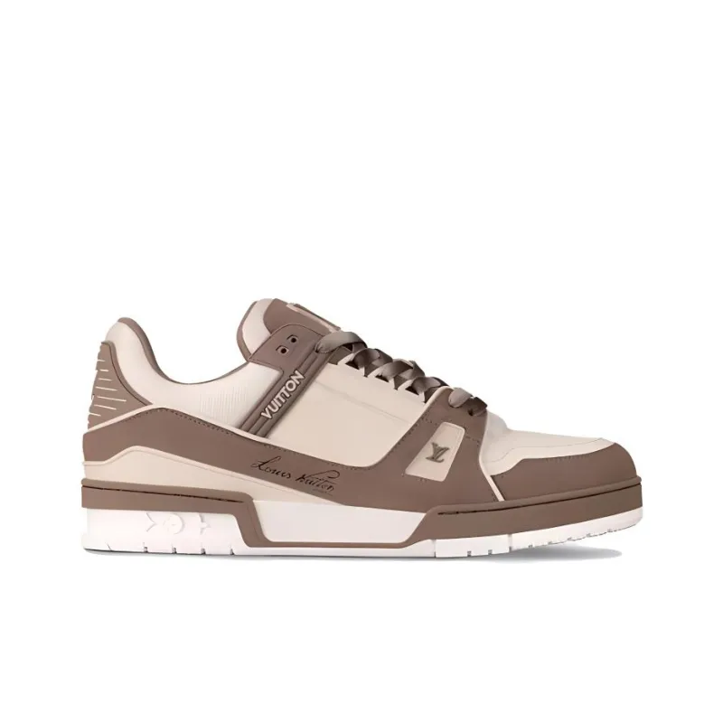 LOUIS VUITTON Trainer Low Top Skateboard Shoes Men's Taupe-1