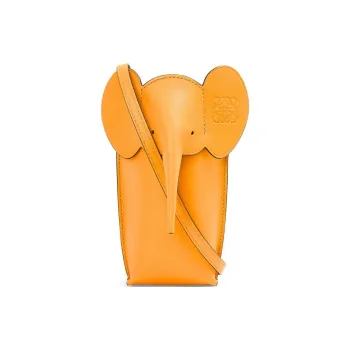 LOEWE Elephant Pocket Cow Leather Cell Phone Pouch Shoulder Bag Crossbody Bag Women's Yellow