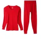 Thermal Underwear Tops+Long Johns Clothing Sets (Red) Pure Cotton Skin-Friendly/3A Antibacterial/Lace Trims Crew Neck