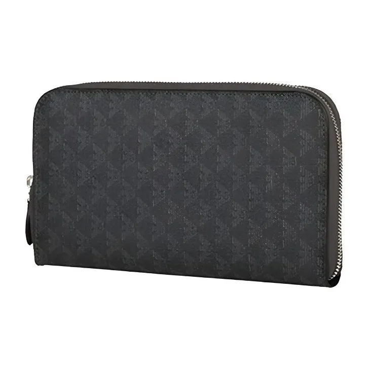 EMPORIO ARMANI Leather Card Holder Wallet Men's Black Gray Color-1