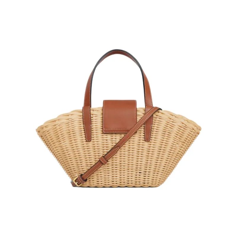 CELINE Plant Material With Natural Cow Leather Shoulder Bag, Crossbody Bag, Handbag Women's Natural & Tan-2
