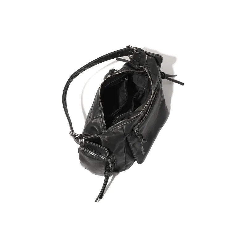 MASTER CANVAS Leather Shoulder Bag Women's Black-5