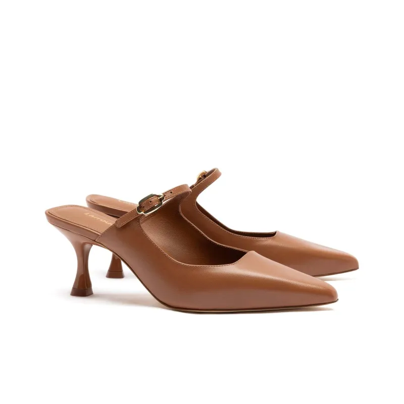Larroude Closed Toe Slippers 6.4cm Women's Brown-3