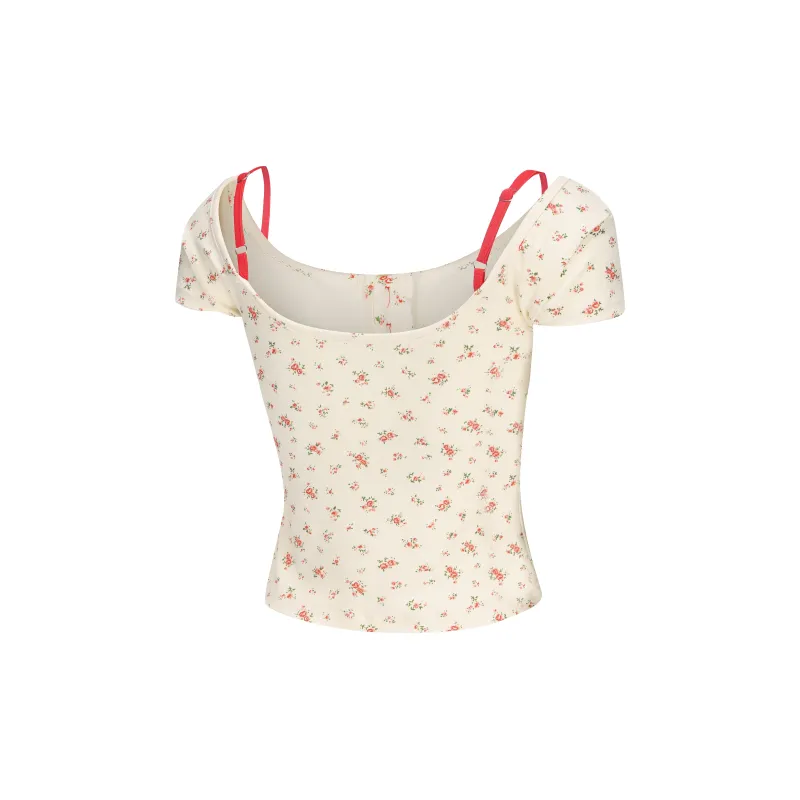 Vine Color Fashion Versatile T Shirt Women's Apricot Single Item-1